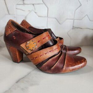 L'Artiste Spring Step Womens Leather Heeled Ankle Boots Brown Red Size 39